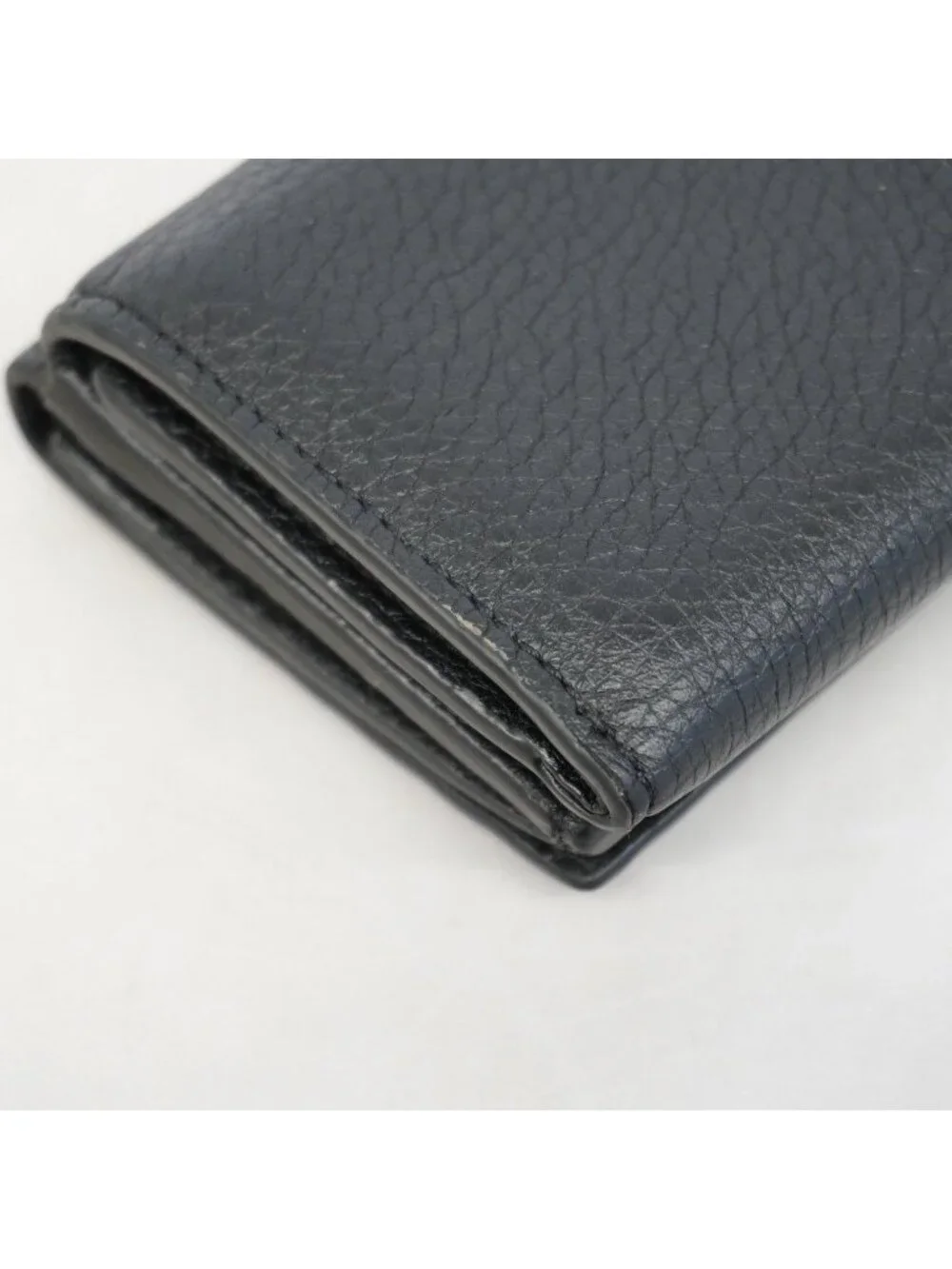 Fendi Trifold Walleteria Sell Leather Black Silver Wallet